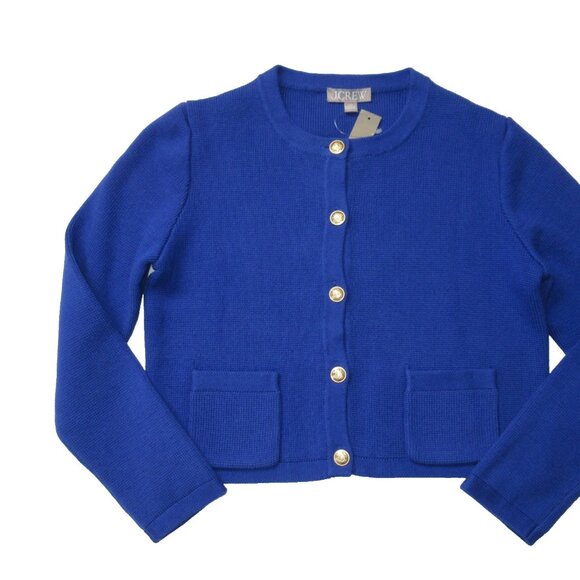 NWT J.Crew Emilie Sweater Lady Jacket in Bright Cobalt Cotton Knit Cardigan XS - Picture 3 of 4